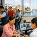 Registro de datos biométricos para la CURP biométrica en Tamaulipas con un puerto y palmeras al fondo