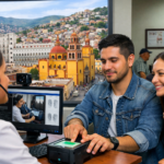Persona gestionando su cita para la CURP biométrica en línea desde una computadora