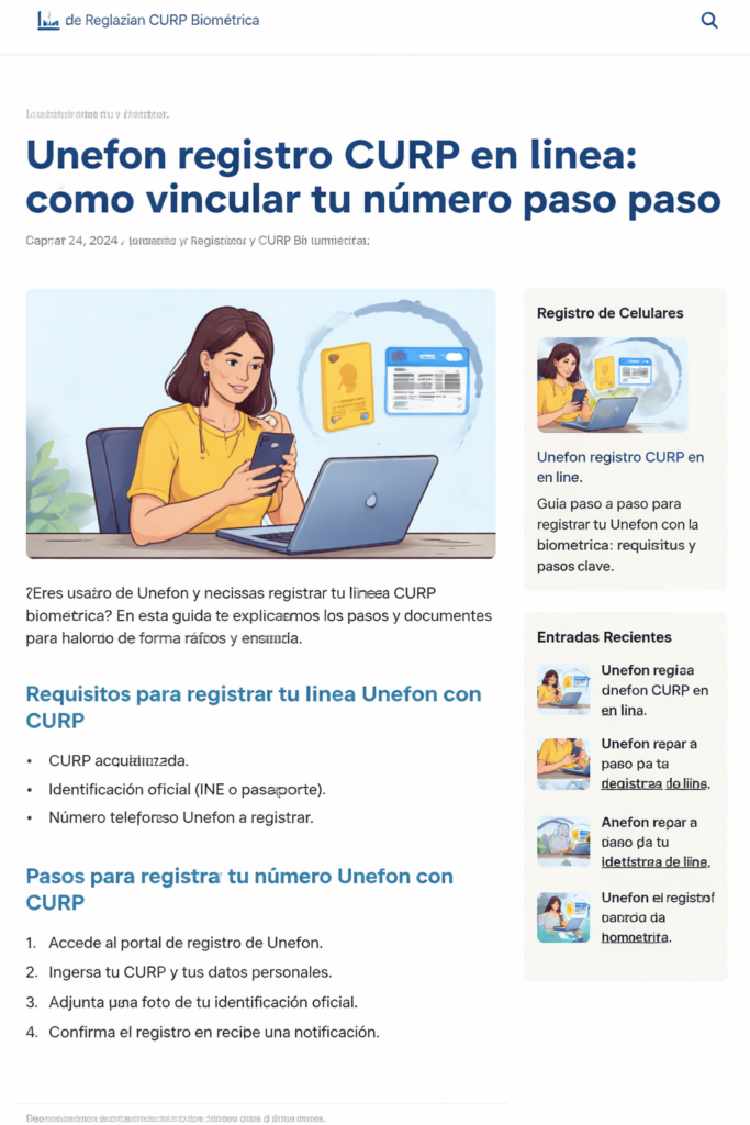 Persona registrando una línea Unefon con smartphone, tarjeta SIM digital y tarjeta de identidad biométrica.
